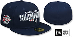 Patriots 6X SIDE-PATCH SUPER BOWL CHAMPIONS Navy Fitted Hat by New Era