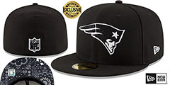 Patriots BLACKDANA BOTTOM Black-White Fitted Hat by New Era