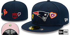 Patriots CHAIN STITCH HEARTS Navy Fitted Hat by New Era