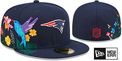 Patriots SIDE-BLOOM Navy Fitted Hat by New Era