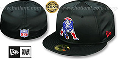 Patriots THROWBACK SATIN BASIC Black Fitted Hat by New Era