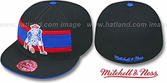 Patriots THROWBACK TIMEOUT Black Fitted Hat by Mitchell and Ness