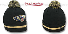 Pelicans XL-LOGO BEANIE Black by Mitchell and Ness