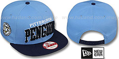 Penguins CHENILLE-ARCH SNAPBACK Sky-Navy Hat by New Era