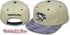 Penguins KNIT-WEAVE SNAPBACK Cream-Multi Hat by Mitchell and Ness