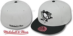 Penguins MONOCHROME XL-LOGO Grey-Black Fitted Hat by Mitchell and Ness