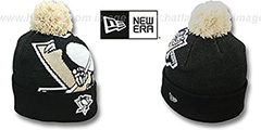 Penguins NHL-BIGGIE Black Knit Beanie Hat by New Era