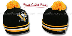 Penguins XL-LOGO BEANIE Black by Mitchell and Ness