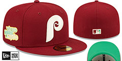 Phillies 1980 WS CITRUS POP Burgundy-Green Fitted Hat by New Era