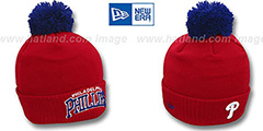 Phillies ARCHED-RIBBED Red Knit Beanie Hat by New Era