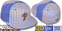 Phillies BLUE BONNETT Plaid-Light Blue Fitted Hat by New Era