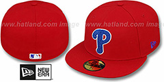 Phillies CHENILLE APPLIQUE Red Fitted Hat by New Era