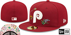 Phillies COOP FLORAL WATERCOLORS Burgundy Fitted Hat by New Era