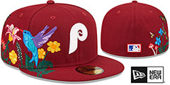 Phillies COOPERSTOWN SIDE-BLOOM Burgundy Fitted Hat by New Era