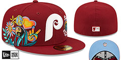 Phillies GROOVY Burgundy Fitted Hat by New Era