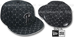 Phillies MLB FLOCKING Black Fitted Hat by New Era