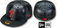 Phillies QUILTE Black Fitted Hat by New Era