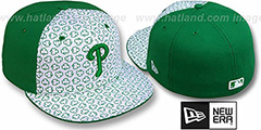 Phillies ST PATS FLOCKING PINWHEEL White-Kelly Fitted Hat by New Era