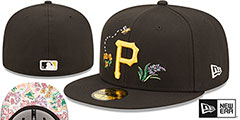 Pirates FLORAL WATERCOLORS Black Fitted Hat by New Era