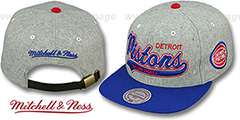 Pistons 2T TAILSWEEPER STRAPBACK Grey-Royal Hat by Mitchell and Ness