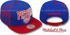 Pistons LASER-STITCH SNAPBACK Royal-Red Hat by Mitchell and Ness