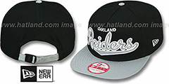 Raiders BALLISTIC SCRIPT A-FRAME STRAPBACK Black-Grey Hat by New Era