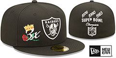 Raiders CROWN CHAMPS Black Fitted Hat by New Era