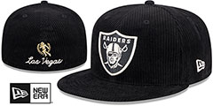 Raiders LETTERMAN PIN CORDUROY Black Fitted Hat by New Era