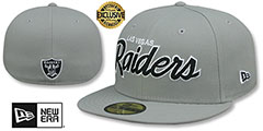 Raiders NFL TEAM-SCRIPT Light Grey Fitted Hat by New Era