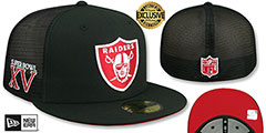 Raiders SB XV MESH-BACK SIDE-PATCH Black-Red Fitted Hat by New Era