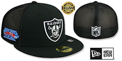 Raiders SB XVIII MESH-BACK SIDE-PATCH Black-Black Fitted Hat by New Era