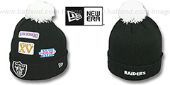 Raiders SUPER BOWL PATCHES Black Knit Beanie Hat by New Era