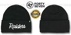 Raiders TEAM-SCRIPT Black-White Knit Beanie Hat by Twins 47 Brand