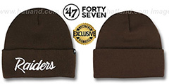 Raiders TEAM-SCRIPT Brown-White Knit Beanie Hat by Twins 47 Brand