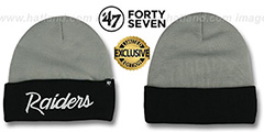 Raiders TEAM-SCRIPT Grey-Black Knit Beanie Hat by Twins 47 Brand