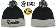 Raiders TEAM-SCRIPT POM Black-Grey Knit Beanie Hat by Twins 47 Brand