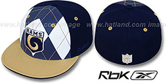 Rams ARGYLE-SHIELD Navy-Gold Fitted Hat by Reebok