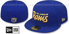 Rams SCRIPT TEAM-BASIC Royal-Gold Fitted Hat by New Era