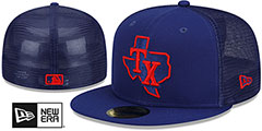 Rangers BATTING PRACTICE TRUCKER Royal Fitted Hat by New Era