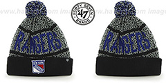 Rangers BEDROCK Black-Grey Knit Beanie Hat by Twins 47 Brand