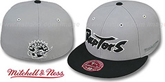 Raptors 2T XL-WORDMARK Grey-Black Fitted Hat by Mitchell and Ness