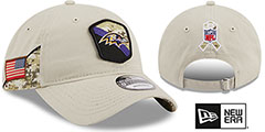 Ravens 2023 SALUTE-TO-SERVICE STRAPBACK Stone Hat by New Era