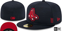 Red Sox 2024 ONFIELD CLUBHOUSE Heather Navy Fitted Hat by New Era