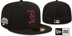 Red Sox METALLIC LOGO SIDE-PATCH Black Fitted Hat by New Era