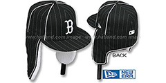 Red Sox PINSTRIPE DOGEAR Black-White Fitted Hat by New Era