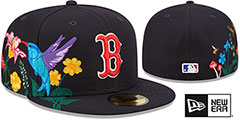 Red Sox SIDE-BLOOM Navy Fitted Hat by New Era