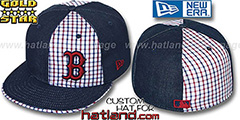 Red Sox SOUTHPAW SLUGGA Plaid-Navy Denim Fitted Hat by New Era