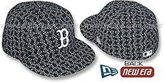 Red Sox SOX ALL-OVER FLOCKING-2 Black-White Fitted Hat by New Era