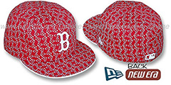 Red Sox SOX ALL-OVER FLOCKING Red-White Fitted Hat by New Era