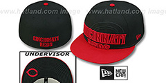 Reds 2T IN-DA-FACE Black-Red Fitted Hat by New Era